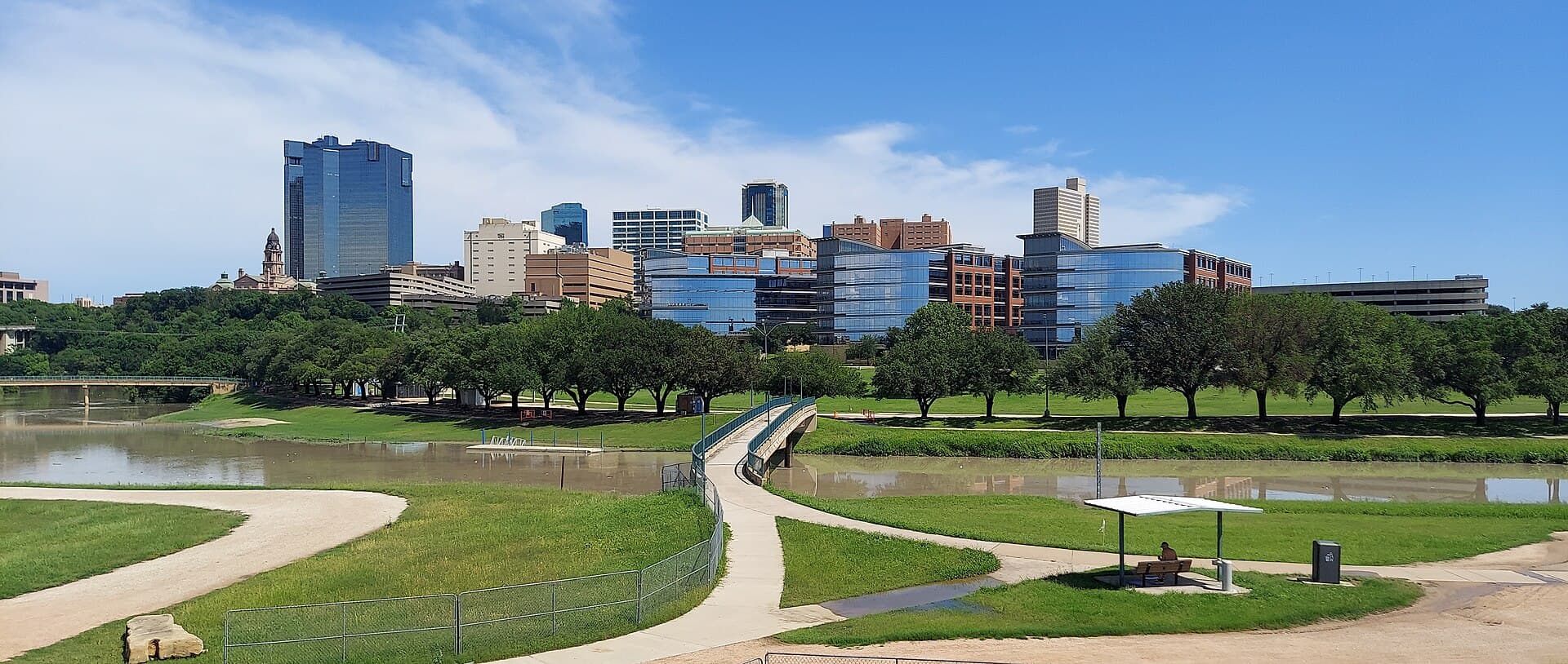 Downtown Fort Worth skyline seen from the Trinity River trails