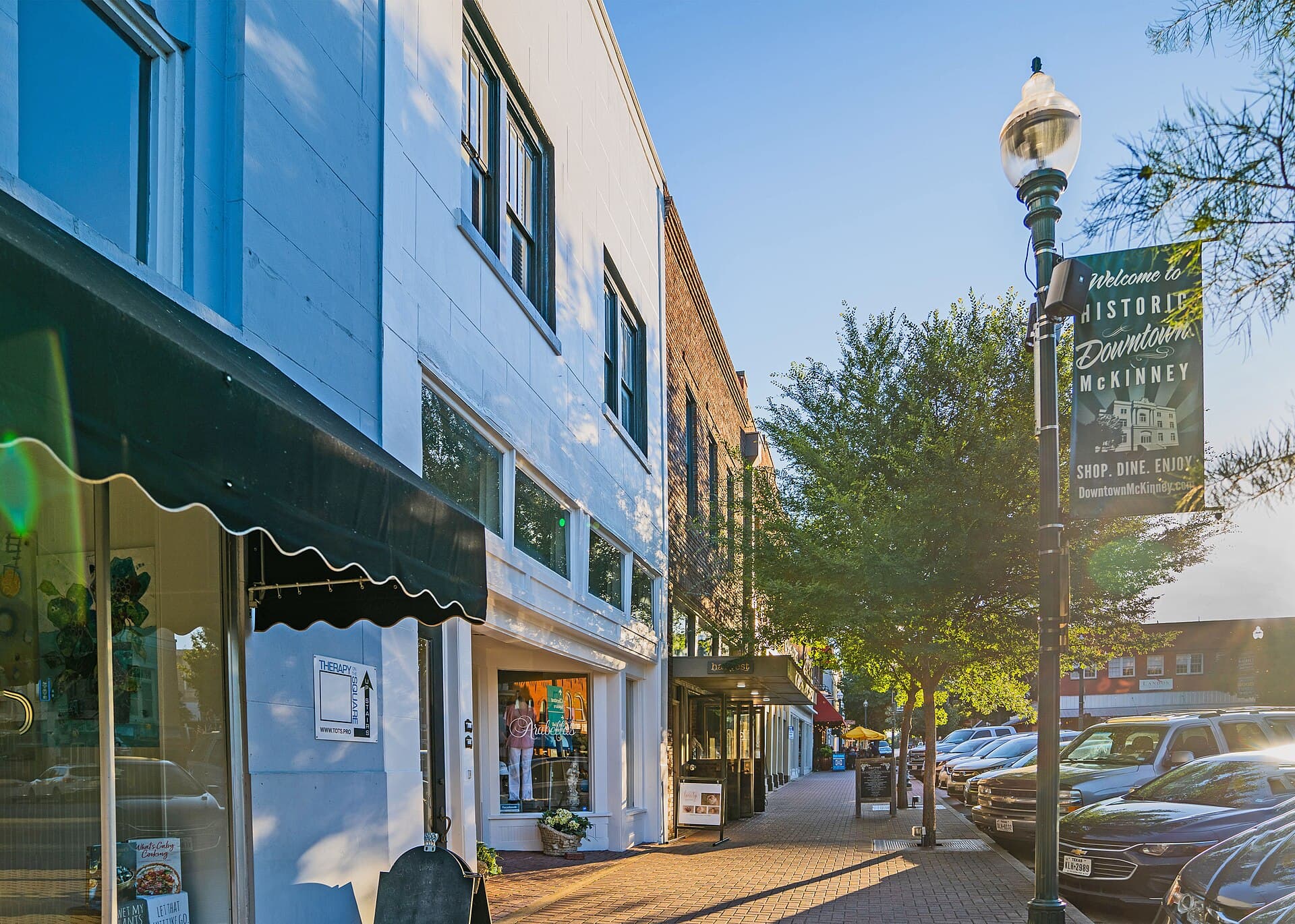 Storefronts in historic downtown McKinney